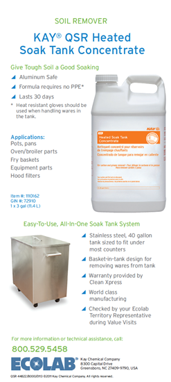 Picture of Kay QSR Heated Soak Tank Concentrate Info Card