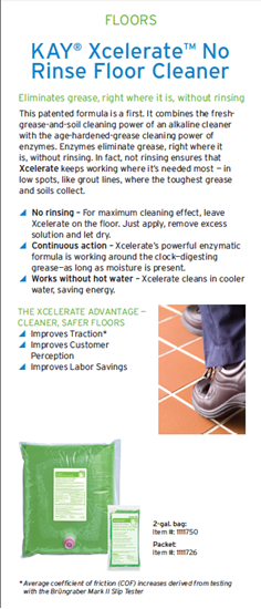 Picture of Kay Xcelerate No Rinse Floor Cleaner Info Card