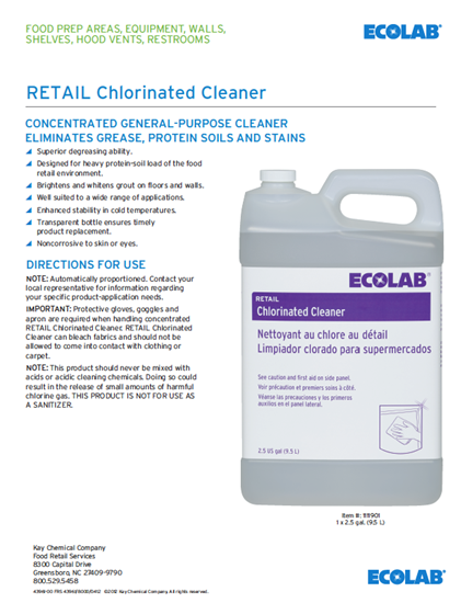 Picture of FRS Chlorinated Cleaner Sell Sheet