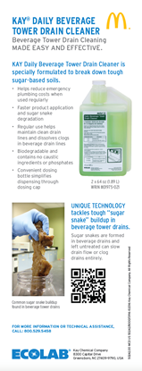 Picture of McD Daily Beverage Tower Drain Cleaner Info Card